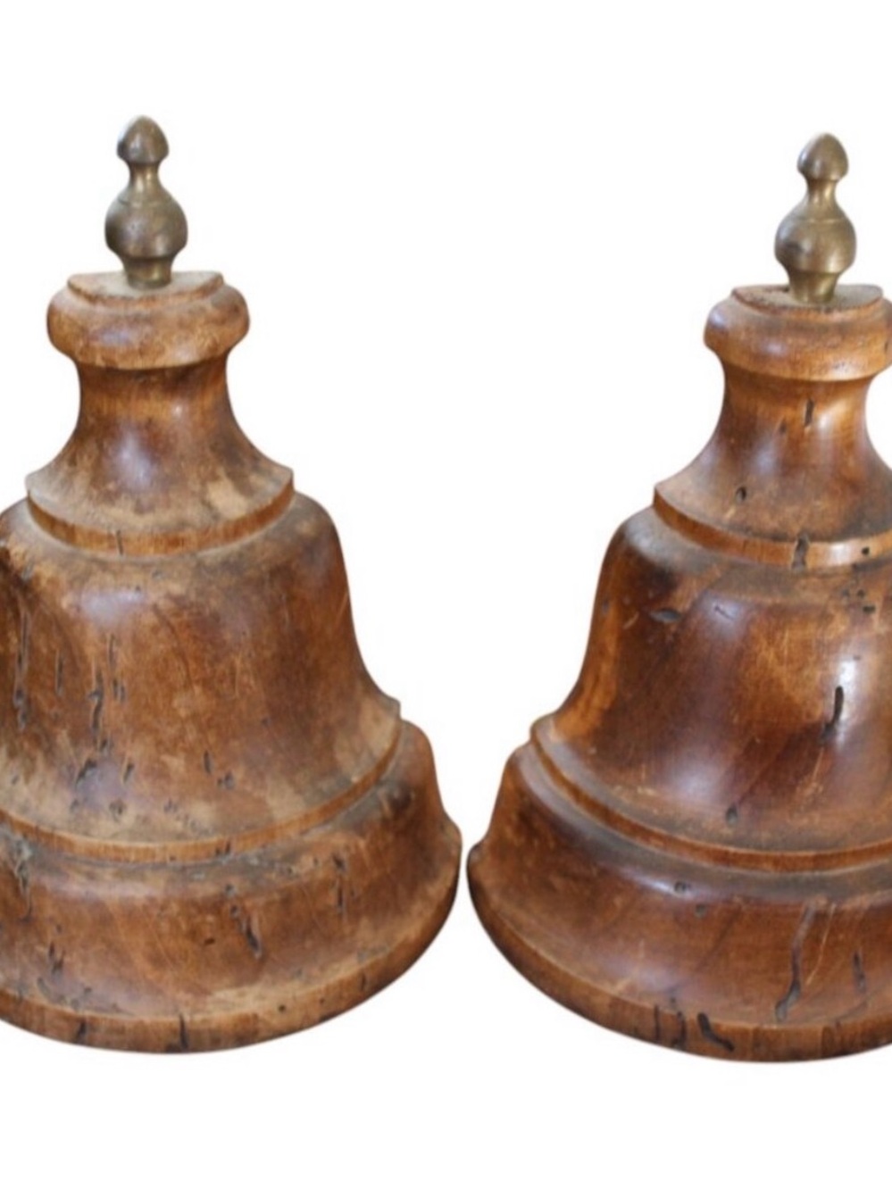 Vintage 1950’s SAHADI Ohio Set of 2 Wooden Bookends Bell Shaped Copper Accents